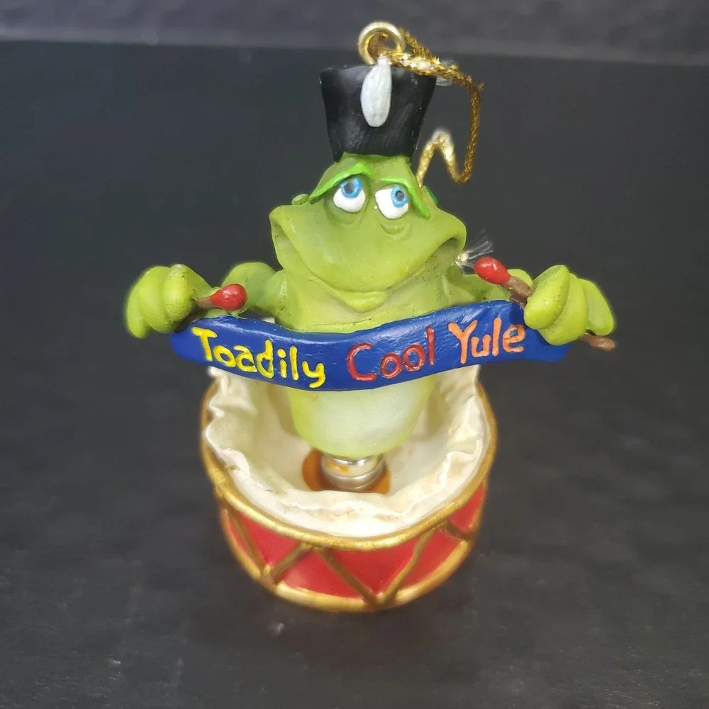 Vintage Toad Toadily Cool Yule Bobble Frog Christmas Ornament Signed‎
